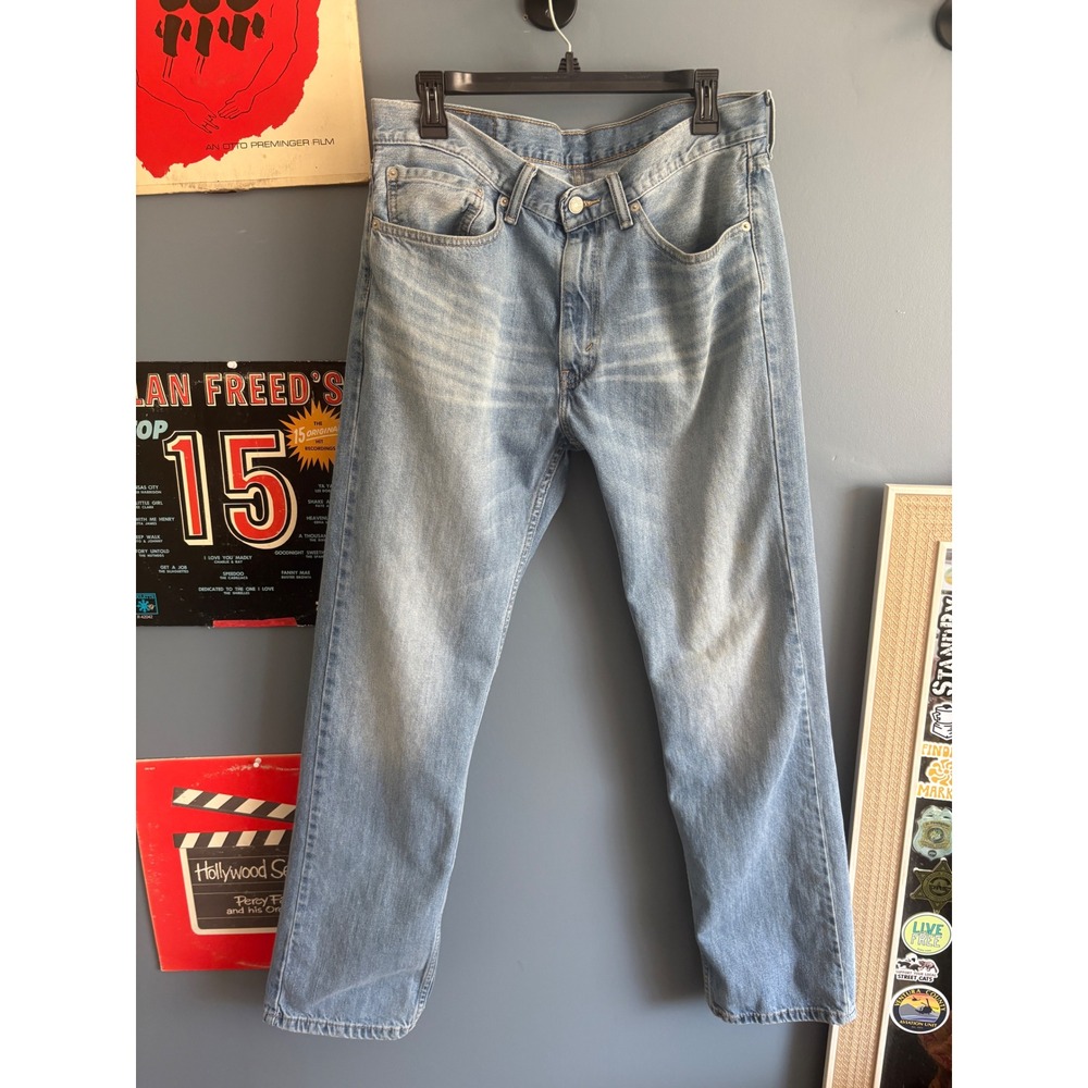 Levis 505 Regular Fit Straight Leg Jeans Light Wash Denim 34x34 00505-1165